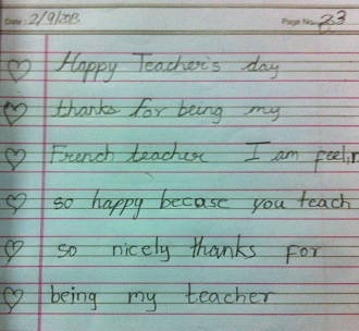 Thank you note from student to teacher